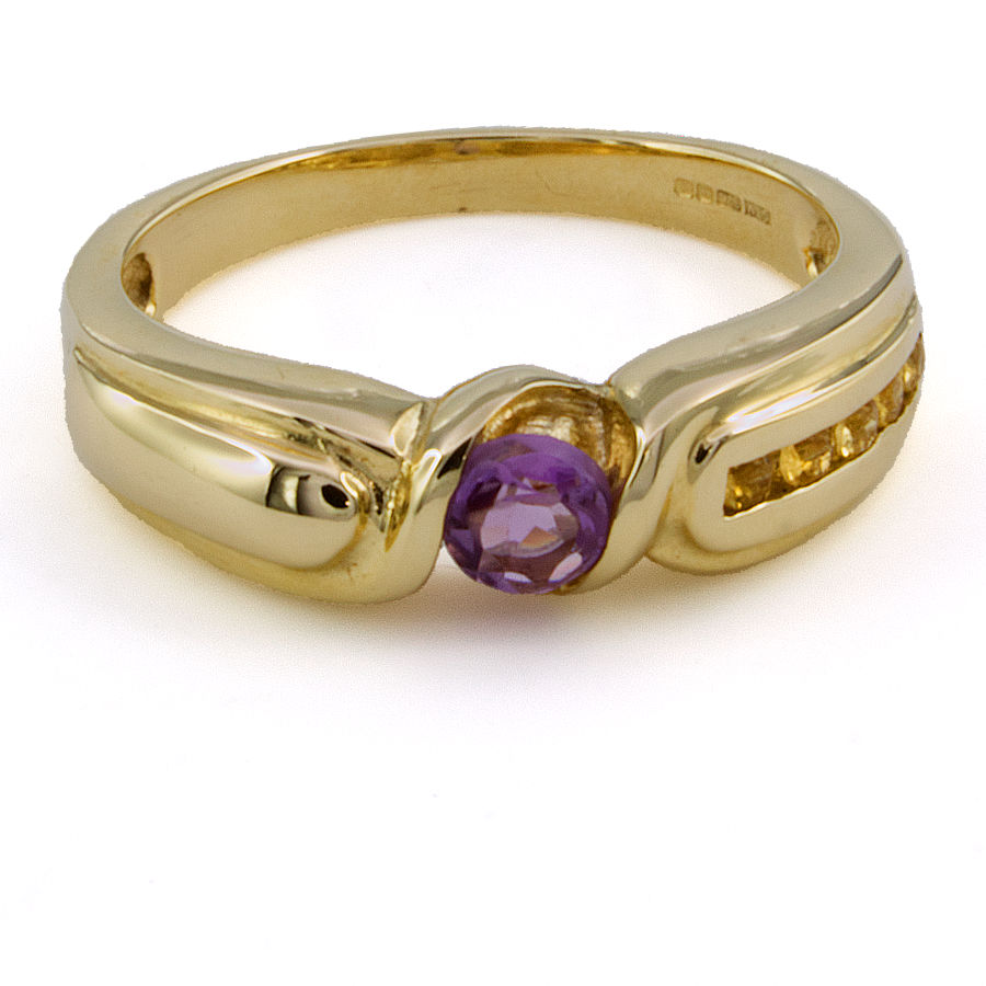 Second hand 9ct gold Amethyst and Citrine Ring size N